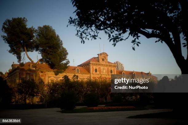 The Catalonian Parliament building is seen in La Ciutadella Park of Barcelona, Spain, on 25 October, 2017. Spanish government aims to apply...