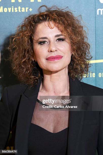 Vicky Larraz attends 'La Zona' premiere at the Capitol cinema on October 25, 2017 in Madrid, Spain.