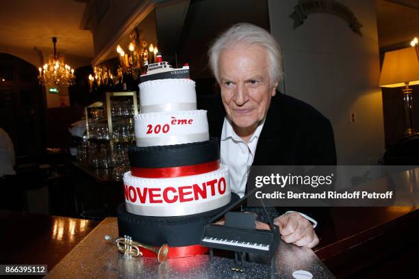 Actor of the piece Andre Dussollier attends the "Novecento" 200th Performance at Theatre Montparnasse on October 25, 2017 in Paris, France.