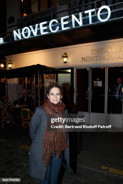 Actress Caroline Loeb attends the "Novecento" 200th Performance at Theatre Montparnasse on October 25, 2017 in Paris, France.