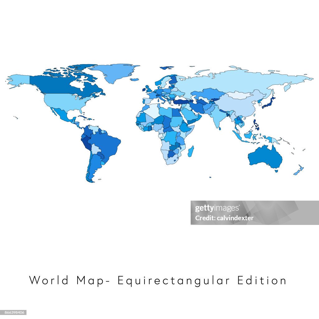 Equrectangular World Map World Map Equirectangular Edition High-Res Vector Graphic - Getty Images