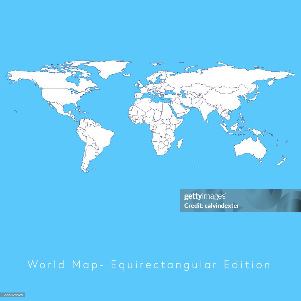 World Rivers Equirectangular World Map Equirectangular Edition High-Res Vector Graphic - Getty Images