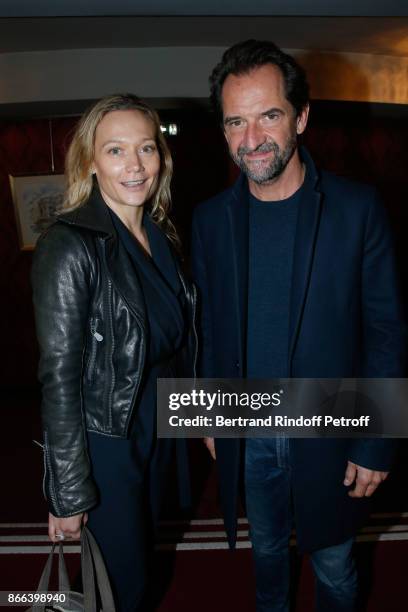Humorist Caroline Vigneaux and Co-adapter of the piece Stephane de Groodt attend the "Novecento" 200th Performance at Theatre Montparnasse on October...