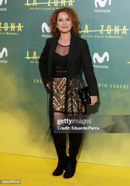 Singer Vicky Larraz attends the 'La Zona' premiere at Capitol cinema on October 25, 2017 in Madrid, Spain.