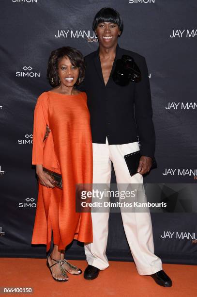 Alfre Woodard and J. Alexander attend the Jay Manuel Beauty x Simon Launch Event at Highline Stages on October 25, 2017 in New York City.