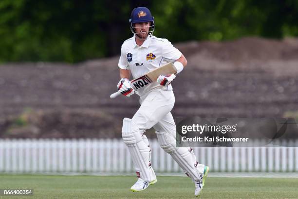 Neil Broom of Otago makes a run during the Plunket Shield match between Canterbury and the Otago Volts on October 26, 2017 in Christchurch, New...