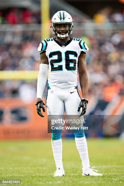 Daryl Worley of the Carolina Panthers on the field during a game against the Chicago Bears at Soldier Field on October 22, 2017 in Chicago, Illinois....