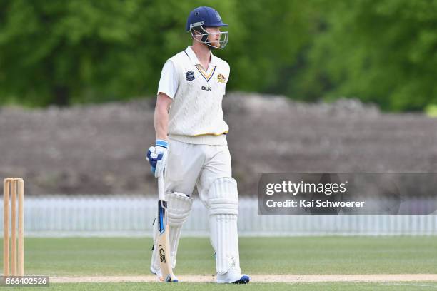 James Neesham of Otago looks on during the Plunket Shield match between Canterbury and the Otago Volts on October 26, 2017 in Christchurch, New...