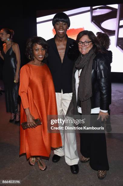 Alfre Woodard, J. Alexander, and Fern Mallis attend the Jay Manuel Beauty x Simon Launch Event at Highline Stages on October 25, 2017 in New York...