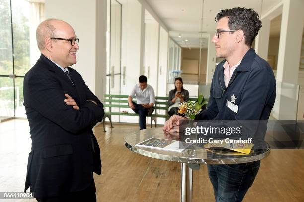 Commissioner of the New York City Department of Cultural Affairs Tom Finkelpearl and Screenwriter Brian Selznick attend Amazon Studios And Queens...