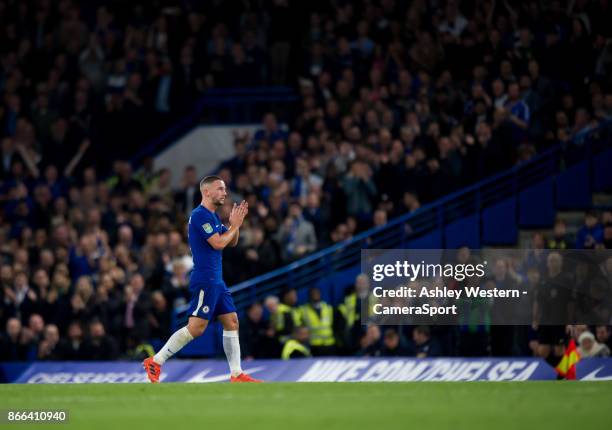 Chelsea's Daniel Drinkwater substituted on his debut during the Carabao Cup Fourth Round match between Chelsea and Everton at Stamford Bridge on...