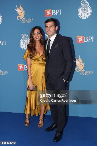 Sara Carbonero and FC Porto's goalkeeper Iker Casillas from Spain attends FC Porto Gala Dragoes de Ouro 2016 - 2017 at Dragao Caixa on October 25,...
