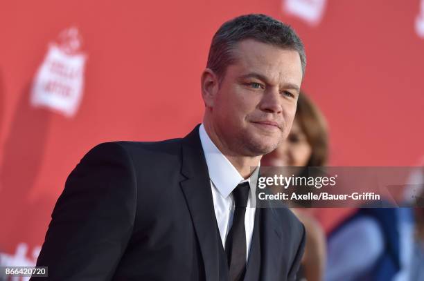 Actor Matt Damon arrives at the premiere of Paramount Pictures' 'Suburbicon' at Regency Village Theatre on October 22, 2017 in Westwood, California.