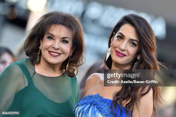 Amal Clooney and mom Baria Alamuddin arrive at the premiere of Paramount Pictures' 'Suburbicon' at Regency Village Theatre on October 22, 2017 in...