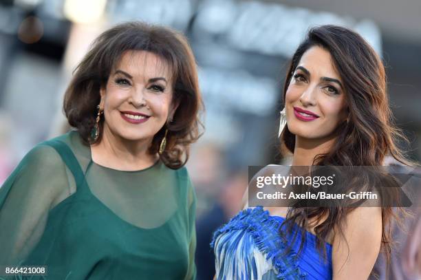 Amal Clooney and mom Baria Alamuddin arrive at the premiere of Paramount Pictures' 'Suburbicon' at Regency Village Theatre on October 22, 2017 in...