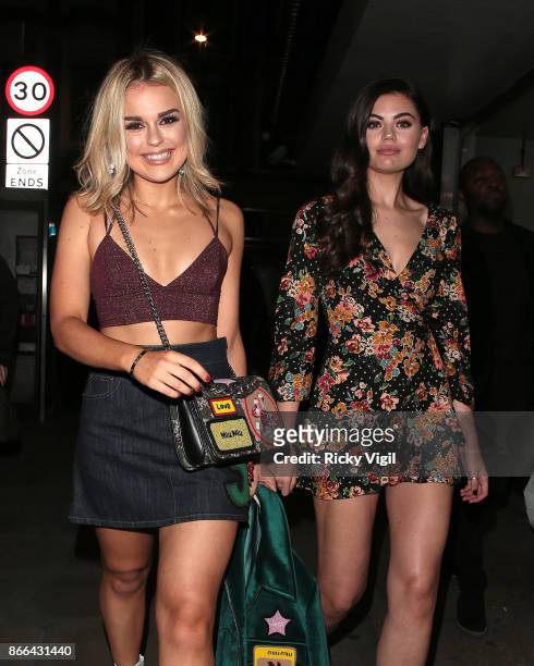 Tallia Storm and Emily Canham seen celebrating Tallia's 19th birthday party at Bunga Bunga Covent Garden on October 25, 2017 in London, England.