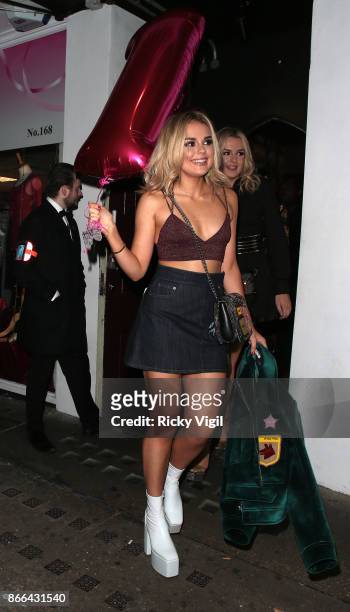 Tallia Storm celebrates her 19th birthday with friends at Bunga Bunga Covent Garden on October 25, 2017 in London, England.