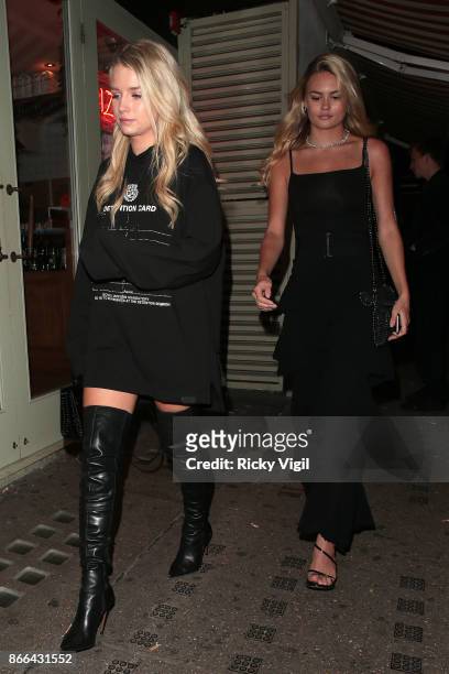 Lottie Moss and Ella Ross attend Tallia Storm's 19th birthday party at Bunga Bunga Covent Garden on October 25, 2017 in London, England.