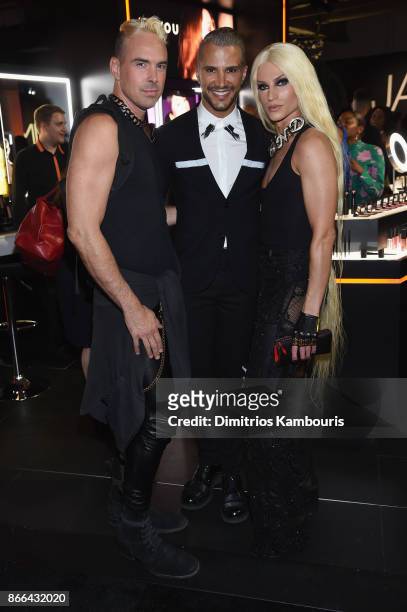 David Blond, Jay Manuel, and Phillipe Blond of The Blonds attend the Jay Manuel Beauty x Simon Launch Event at Highline Stages on October 25, 2017 in...