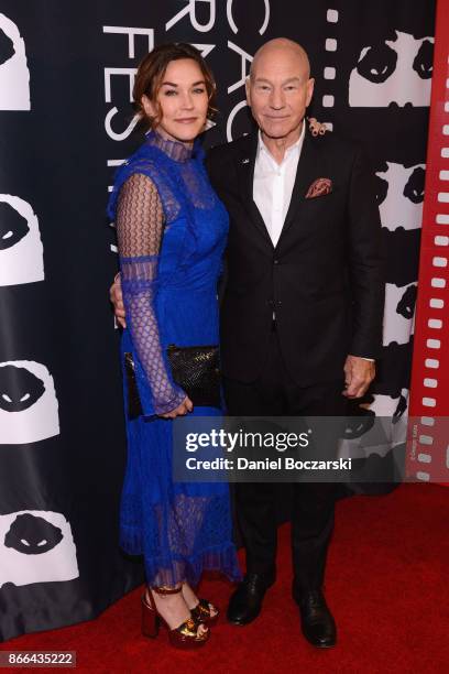 Sunny Ozell and Patrick Stewart attend the Chicago International Film Festival at AMC River East Theater on October 25, 2017 in Chicago, Illinois.