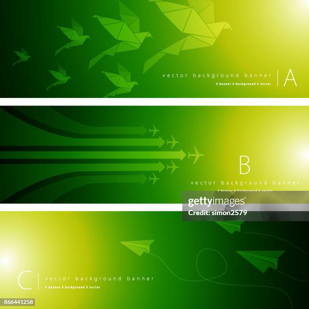abstract background banner set - origami stock illustrations