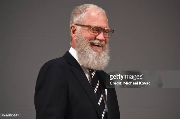 David Letterman speaks onstage The Streicker Center hosts a Special Evening with Former First Lady Michelle Obama at The Streicker Center on October...