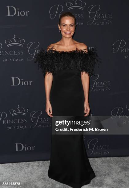 Lara Worthington attends 2017 Princess Grace Awards Gala at The Beverly Hilton Hotel on October 25, 2017 in Beverly Hills, California.