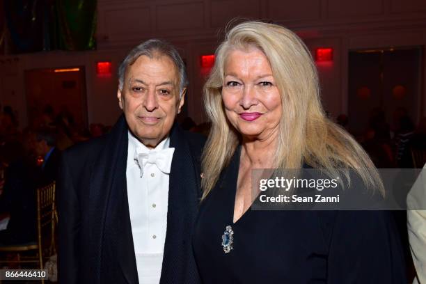 Zubin Mehta and Nancy Kovack attend the Israel Philharmonic Orchestra Gala at 583 Park Avenue on October 25, 2017 in New York City.