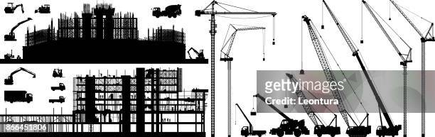 ilustrações de stock, clip art, desenhos animados e ícones de construction - guindaste maquinaria de construção