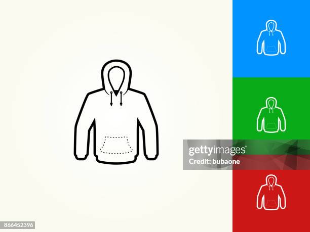 stockillustraties, clipart, cartoons en iconen met sweatshirt zwarte streek lineaire pictogram - capuchon