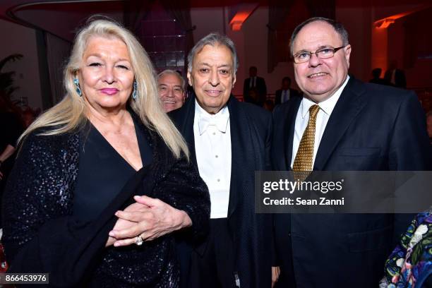 Nancy Kovack, Zubin Mehta and Ambassador Dani Dayan attend the Israel Philharmonic Orchestra Gala at 583 Park Avenue on October 25, 2017 in New York...