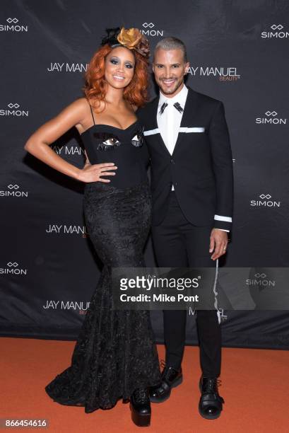 Jillian Hervey and Jay Manuel attend the Jay Manuel Beauty x Simon launch event at Highline Stages on October 25, 2017 in New York City.