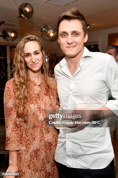Zoe Guttman and Alex Antonov attend The Fashion Awards 2017 nominees cocktail reception at LECLAIREUR on October 25, 2017 in Los Angeles, California.