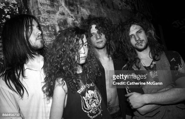 American rock band, White Zombie poses for a portrait at CBGB's on March 13, 1987 in New York City, New York .