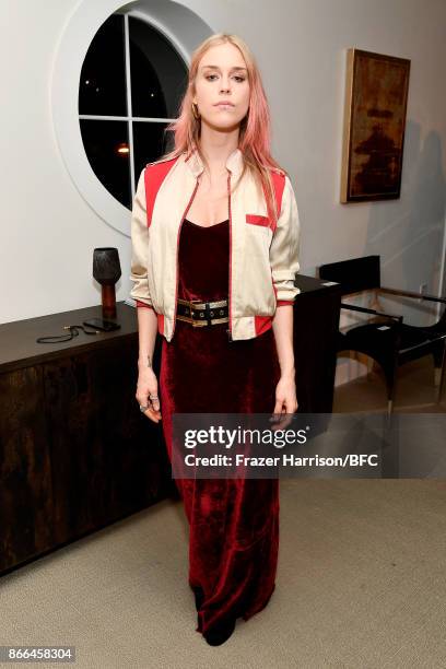 Mary Charteris attends The Fashion Awards 2017 nominees cocktail reception at LECLAIREUR on October 25, 2017 in Los Angeles, California.