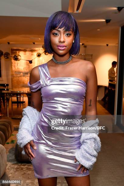 Justine Skye attends The Fashion Awards 2017 nominees cocktail reception at LECLAIREUR on October 25, 2017 in Los Angeles, California.
