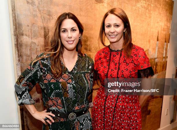 Jessica de Rothschild and Chief Executive of the British Fashion Council Caroline Rush attend The Fashion Awards 2017 nominees cocktail reception at...