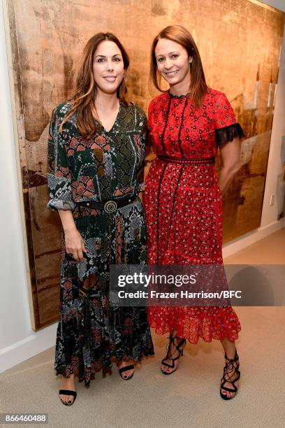 Jessica de Rothschild and Chief Executive of the British Fashion Council Caroline Rush attend The Fashion Awards 2017 nominees cocktail reception at...