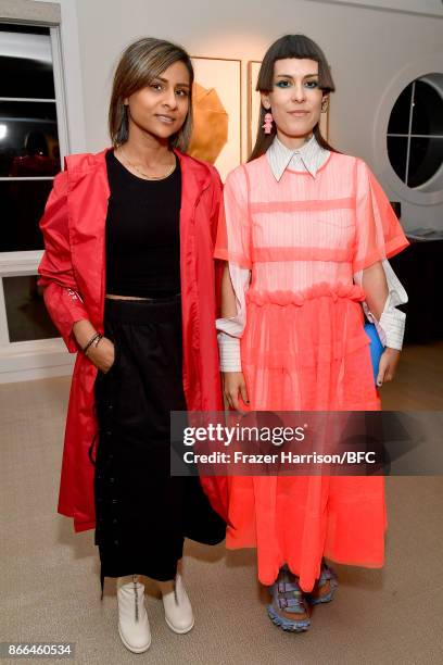 Natasha Advani and Xochitl West attend The Fashion Awards 2017 nominees cocktail reception at LECLAIREUR on October 25, 2017 in Los Angeles,...