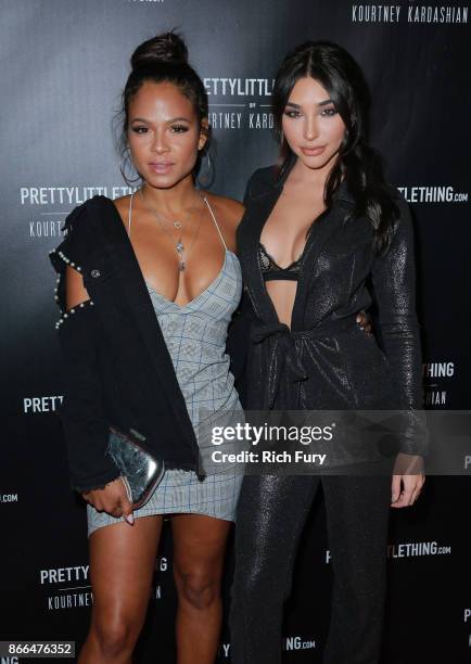 Christina Milian and Chantel Jeffries attend the launch of PrettyLittleThing by Kourtney Kardashian on October 25, 2017 in Los Angeles, California.