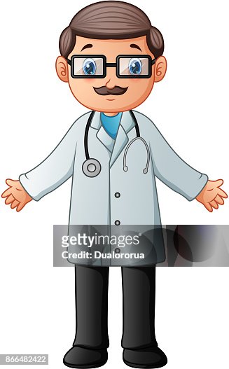 Cartoon Doctor Wearing Lab White Coat With Stethoscope High-Res Vector  Graphic - Getty Images