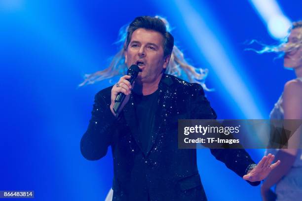 Thomas Anders performs the 'Schlagerboom - Das Internationale Schlagerfest' at Westfalenhalle on October 21, 2017 in Dortmund, Germany.