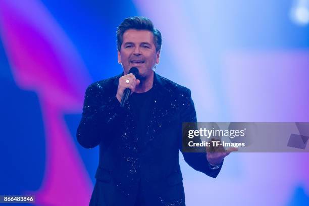 Thomas Anders performs the 'Schlagerboom - Das Internationale Schlagerfest' at Westfalenhalle on October 21, 2017 in Dortmund, Germany.