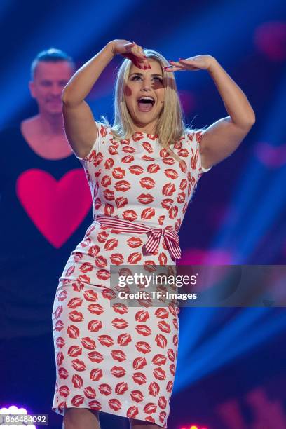 Beatrice Egli performs the 'Schlagerboom - Das Internationale Schlagerfest' at Westfalenhalle on October 21, 2017 in Dortmund, Germany.