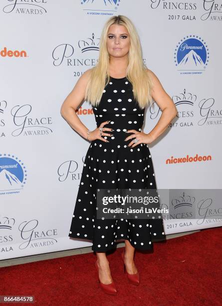 Jessica Simpson attends the 2017 Princess Grace Awards gala kick off event at Paramount Pictures on October 24, 2017 in Los Angeles, California.