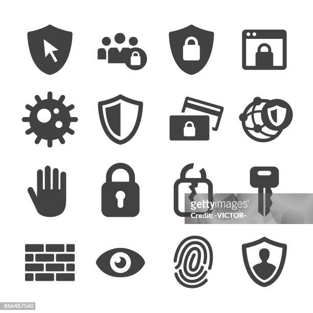 illustrazioni stock, clip art, cartoni animati e icone di tendenza di icone di sicurezza e privacy su internet - serie acme - misure di sicurezza