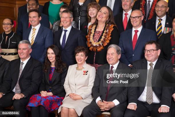 The Governor-Genaral Dame Patsy Reddy joins Prime Minister Jacinda Ardern and her new executive in an official photograph at the swearing-in ceremony...