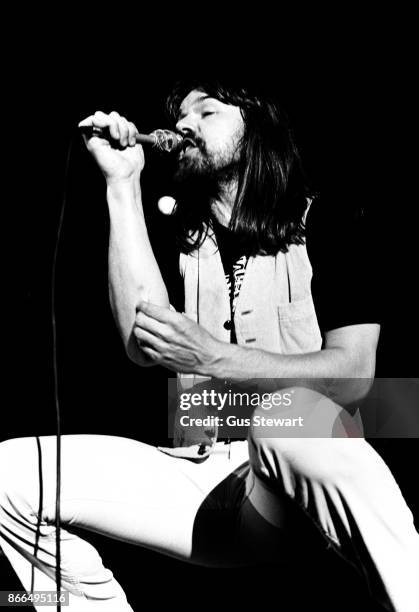 Bob Seger performs on stage at Hammersmith Odeon, London, on 22nd October 1977.