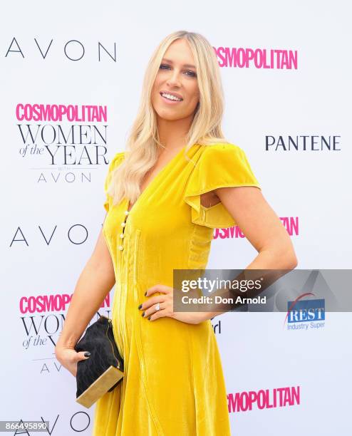 Phoebe Burgess arrives ahead of the 11th Annual Cosmopolitan Women of the Year Awards on October 26, 2017 in Sydney, Australia.