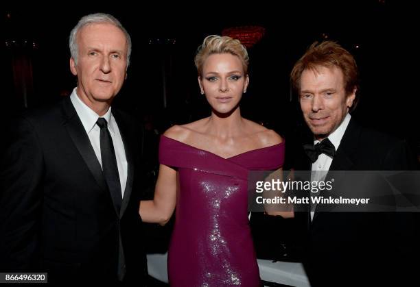 Filmmaker James Cameron, Her Serene Highness Princess Charlene of Monaco and producer Jerry Bruckheimer attend 2017 Princess Grace Awards Gala at The...